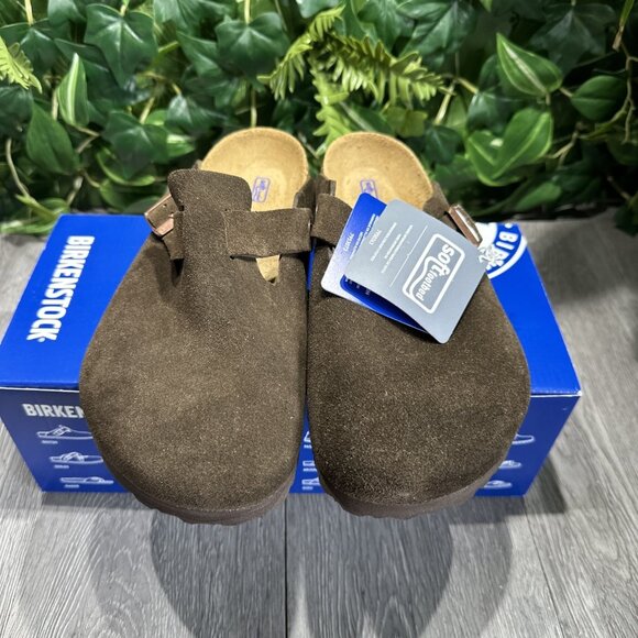 BIRKENSTOCK Boston Soft Footbed Suede Leather Unisex Women Size 7 Mocca - Picture 2 of 7